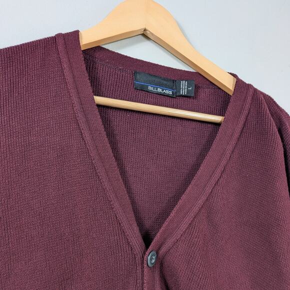 Vintage Bill Blass Cardigan Sweater Mens L Red 90S Cotton Usa Button Vneck Work - Picture 4 of 9